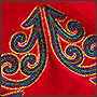 Embroidery on red velvet for SMC-2000